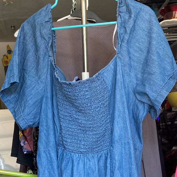 ELOQUII CHAMBRAY Denim Smocked Dress NWT - Picture 4 of 5